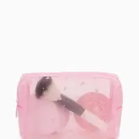 Косметичка дор Сердца, сетка 18*7,5*10, отд на молнии, розовый Косметичка дор Сердца, сетка 18*7,5*10, отд на молнии, розовый