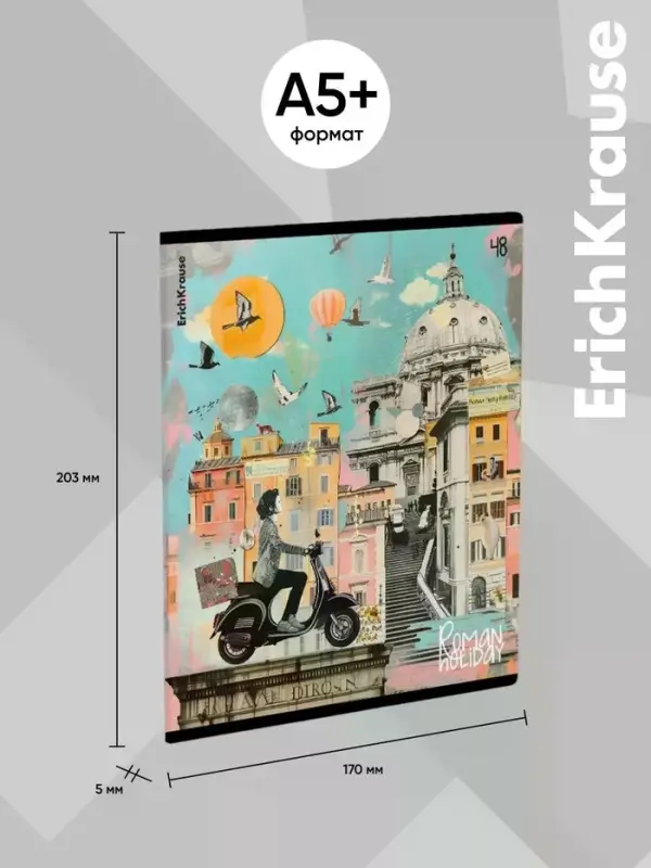 Тетрадь 48 листов в клетку, ErichKrause Roman Holiday, 60 г/м&sup2;, МИКС