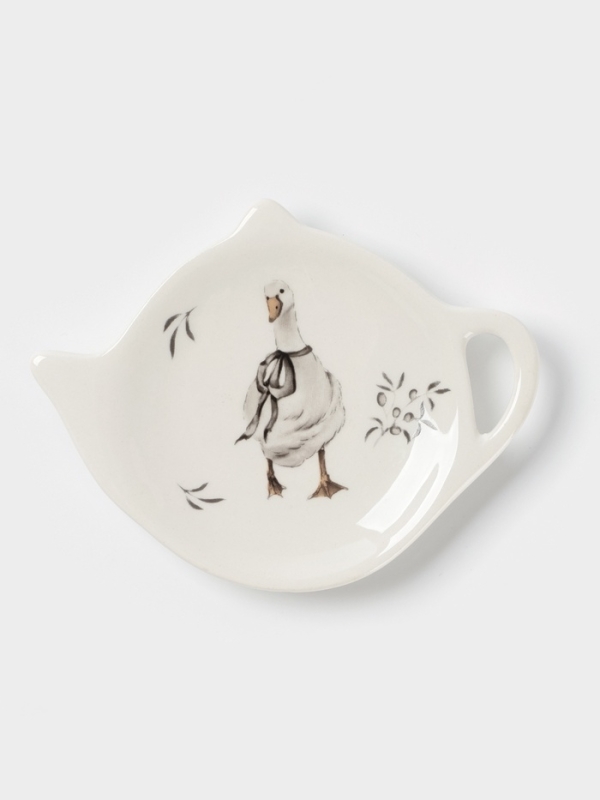 Подставка под чайный пакетик Доляна  Подставка под чайный пакетик Доляна "Гуси" цвет белый  12х9х1,5 см