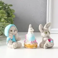 Набор фигурок пасхальных 3 шт. &laquo;Милые кролики&raquo;, 6&times;5 см
