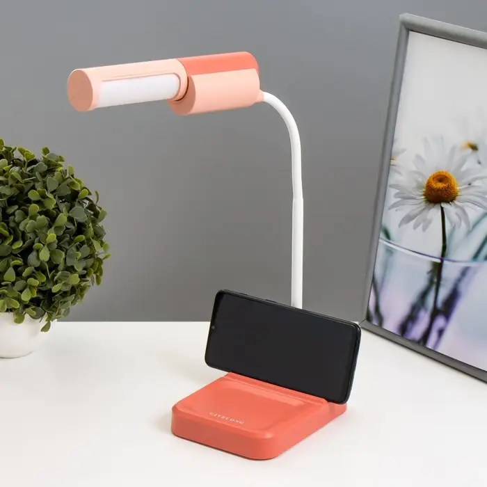 Лампа настольная RISALUX &laquo;Лансер&raquo;, светодиодная, 3.5 Вт, USB, АКБ, красно-розовая, 11&times;15&times;45 см