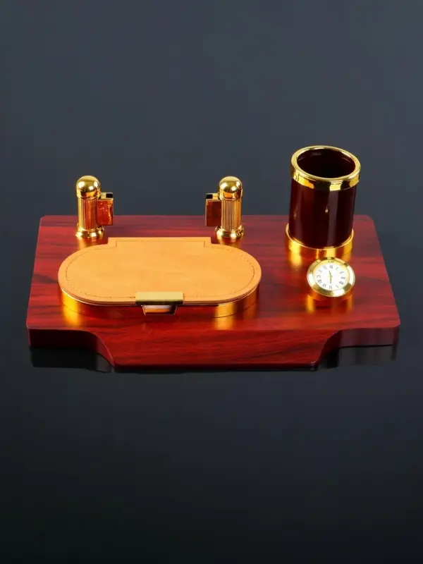 Набор настольный 4 в 1, органайзер с визитницей, красное дерево