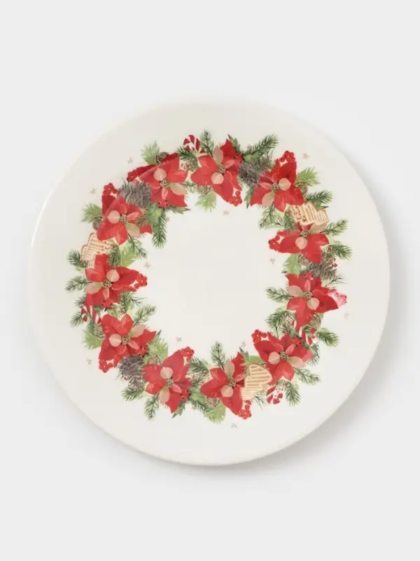 Тарелка Доляна «Новогоднее настроение», d=20.5 см, фарфор, белая