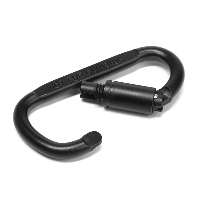 Карабин подвесной тактический 81х41 мм, D-образный, цвет черный Карабин подвесной тактический 81х41 мм, D-образный, цвет черный