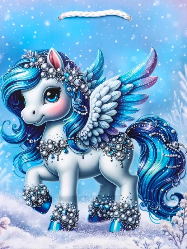 Пакет подарочный новогодний ламинированный, «Единорог» , 18×10×22.3 см