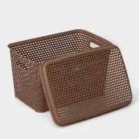 Корзина для хранения &laquo;Ротанг&raquo;, 23 л, 45&times;30&times;26.5 см, с крышкой, коричневая