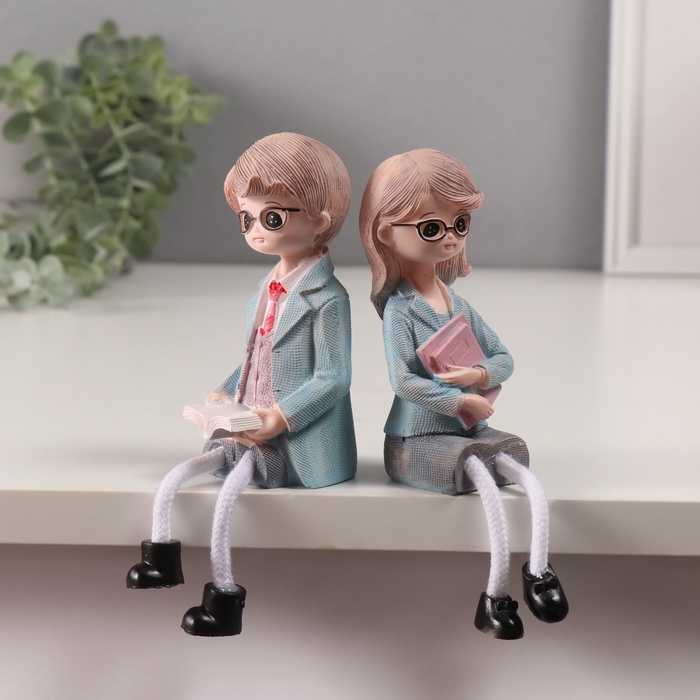 Сувенир полистоун  Сувенир полистоун "Мальчик и девочка в очках" набор 2 шт 5,5х4х16 см