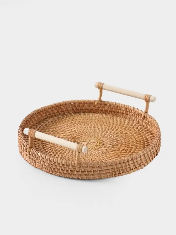 Поднос плетёный, 22&times;22&times;3 см, ротанг