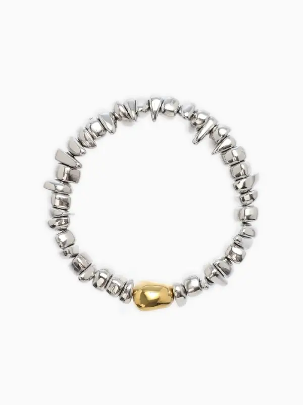 Браслет 3 нити Браслет 3 нити "Каменнное сердце", цвет золотисто-серебристый