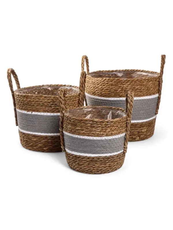 Кашпо плетёное для цветов &laquo;Инга&raquo;, коричнево-серое, набор 3 шт.