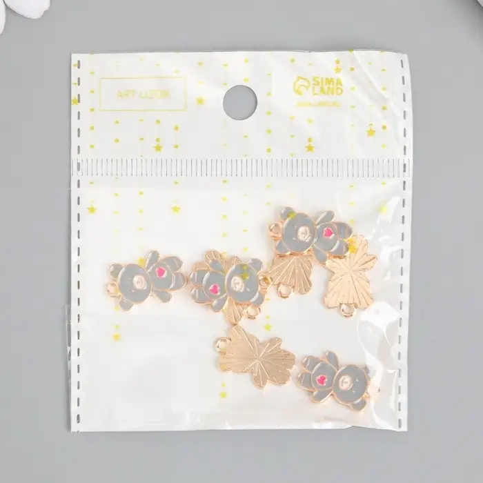 Металлический элемент, декоративная подвеска «Арт Узор. Мишка с сердцем», эмаль, 1.7×1.3 см, МИКС