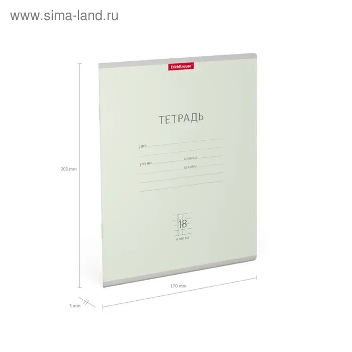 Тетрадь 18 листов в клетку ErichKrause Bright &laquo;Классика&raquo;, обложка мелованный картон, блок офсет, белизной 100%, МИКС (1 вид обложки в пачке)