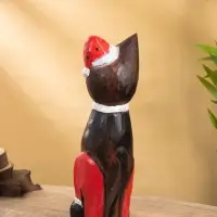 Фигура интерьерная &laquo;Кот новогодний&raquo;, 14&times;10&times;40 см, дерево