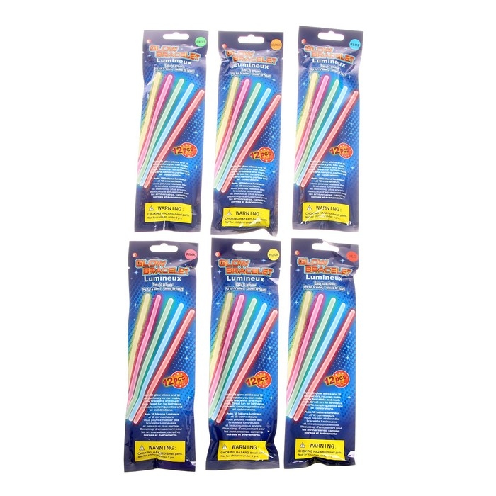 Неоновая палочка &laquo;Браслет&raquo;, набор 12 шт., цвета МИКС