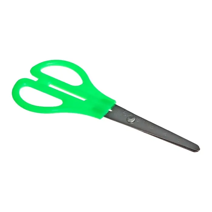 Ножницы канцелярские 13 см, пластиковые ручки, закруглённые концы с линейкой, корпус МИКС Ножницы канцелярские 13 см, пластиковые ручки, закруглённые концы с линейкой, корпус МИКС