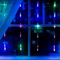 Гирлянда &laquo;Занавес&raquo; 2.5&times;0.65 м с насадками &laquo;Капли&raquo;, IP20, прозрачная нить, 50 LED, свечение мульти, 8 режимов, 220 В