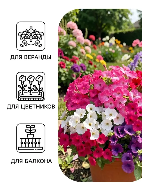 Семена цветов Петуния &laquo;Нуволари&raquo;, полуампельная, смесь сортов, F1, 5 шт., Farao, &laquo;АЭЛИТА&raquo;
