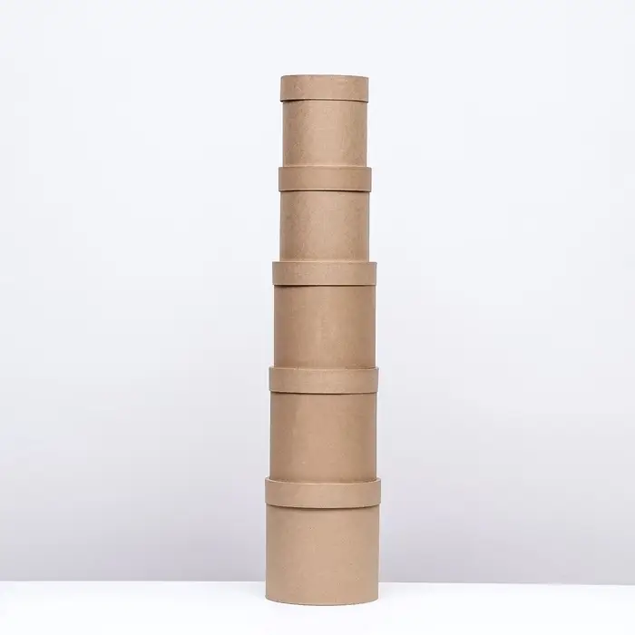 Набор круглых подарочных коробок 5 в 1 &laquo;Крафт однотонный&raquo;, 20&times;20 - 11&times;11 см