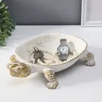 Подставка интерьерная полистоун "Черепаха" белая с золотом 28х19х5 см