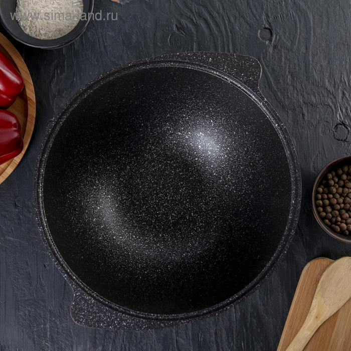 Казан, 3,5 л, стеклянная крышка, литые ручки, антипригарное покрытие, цвет тёмный мрамор Казан, 3,5 л, стеклянная крышка, литые ручки, антипригарное покрытие, цвет тёмный мрамор