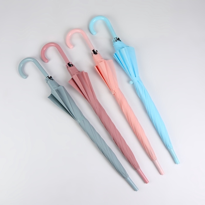 Зонт - трость полуавтоматический «Однотонный», 8 спиц, R = 52/60 см, D = 120 см, цвет МИКС Зонт - трость полуавтоматический «Однотонный», 8 спиц, R = 52/60 см, D = 120 см, цвет МИКС