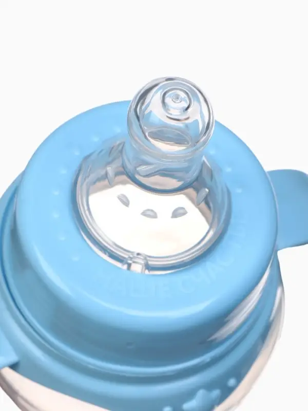 Бутылочка для кормления M&B, классическое горло, с ручками, от 3 мес., 250 мл., голубой МИКС