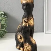 Копилка для денег &laquo;Коты Фараоны&raquo;, гипс, чёрная в золоте, 27.5&times;15&times;9 см
