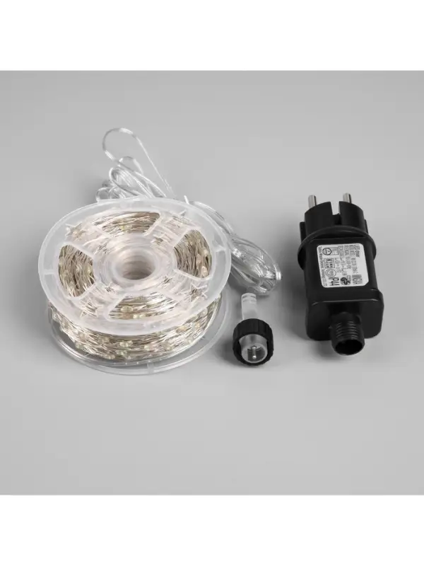 Гирлянда &laquo;Нить&raquo; 100 м роса, IP44, серебристая нить, 1000 LED, свечение мульти, 18 В