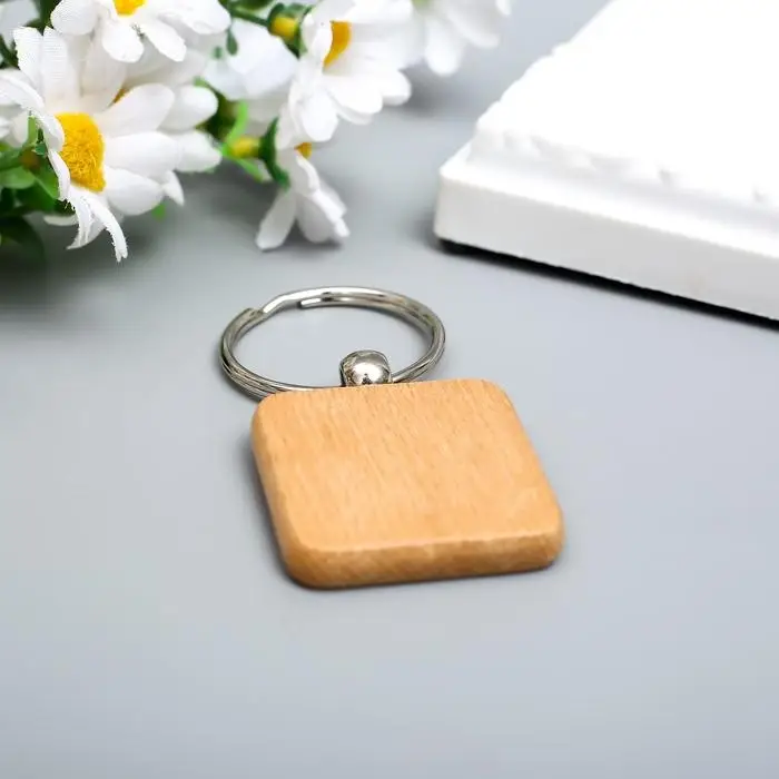 Брелок дерево под нанесение  Брелок дерево под нанесение "Квадрат" закруглённые углы 4х4 см