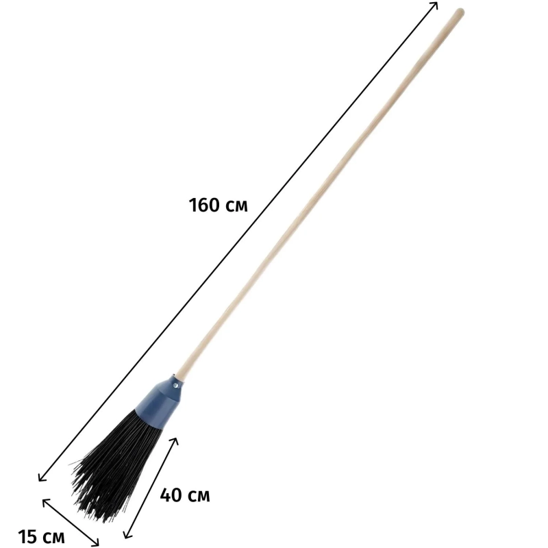 Метла круглая пластиковая Брянская Краса дер/чер ширина раб части 15см 5217