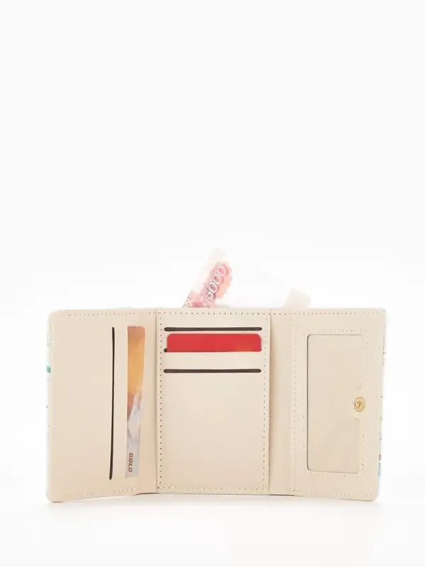 Кошелёк женский на кнопке, 10.5&times;2.5&times;8.5 см, с растительным принтом, белый/зелёный