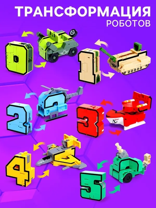 Набор роботов &laquo;Робо цифры 0 - 9&raquo;, трансформируются, 10 роботов в1