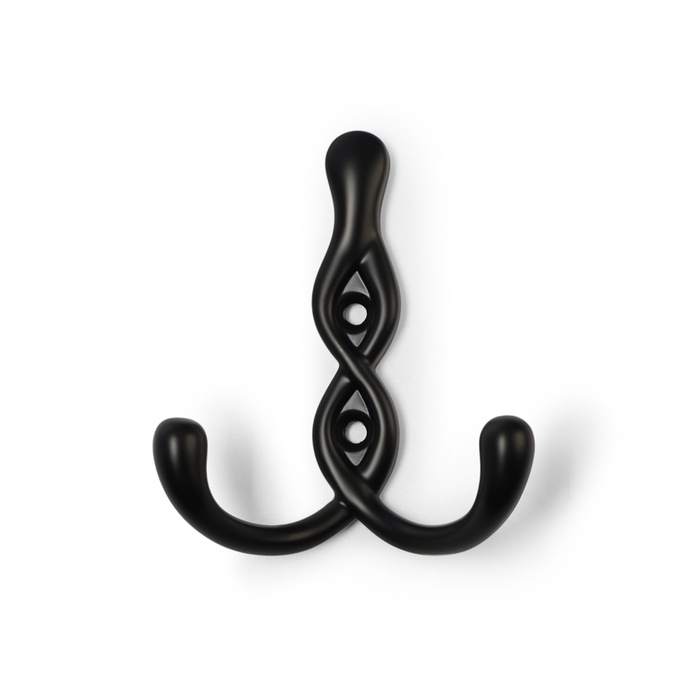 Крючок мебельный CAPPIO PIGTAIL, двухрожковый, черный