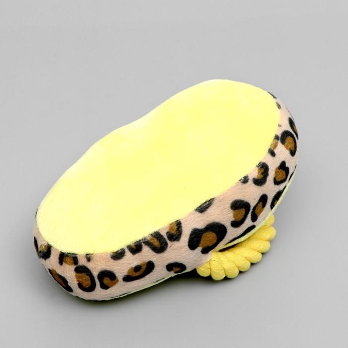 Игрушка мягкая для собак Игрушка мягкая для собак "Тапок с канатом", с пищалкой, 15 см, жёлтая