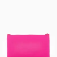 Косметичка-пенал на молнии, плоская, маленькая, однотонная, малиновая