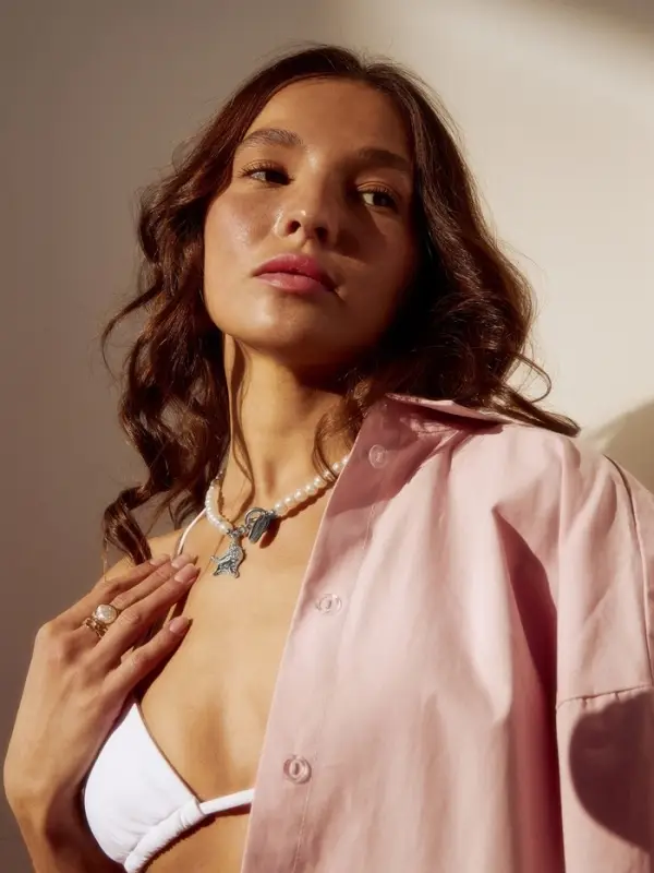 Набор 2 предмета: бусы. браслет &laquo;Жемчуг. Ракушка&raquo;, L=18/42 см, №8, белый в серебре