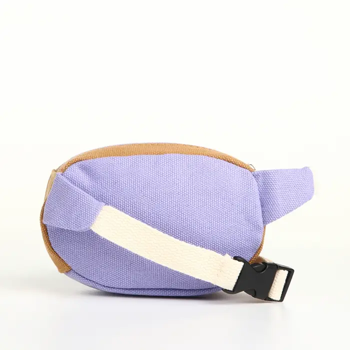 Сумка детская поясная на молнии, наружный карман, сиреневая, бежевая