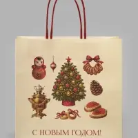 Пакет подарочный &laquo;Подарок на Новый год&raquo;, 22&times;22&times;11 см, крафт