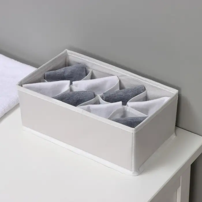 Органайзер для хранения белья LaDо́m, 8 ячеек, 24&times;14&times;10 см, серый