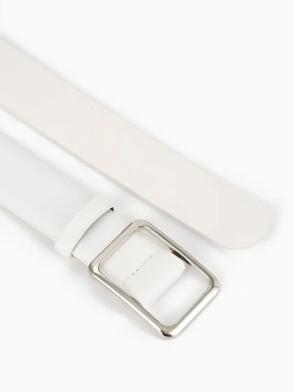 Ремень женский, 3.5&times;110 см, пряжка матовая, затяжка, белый