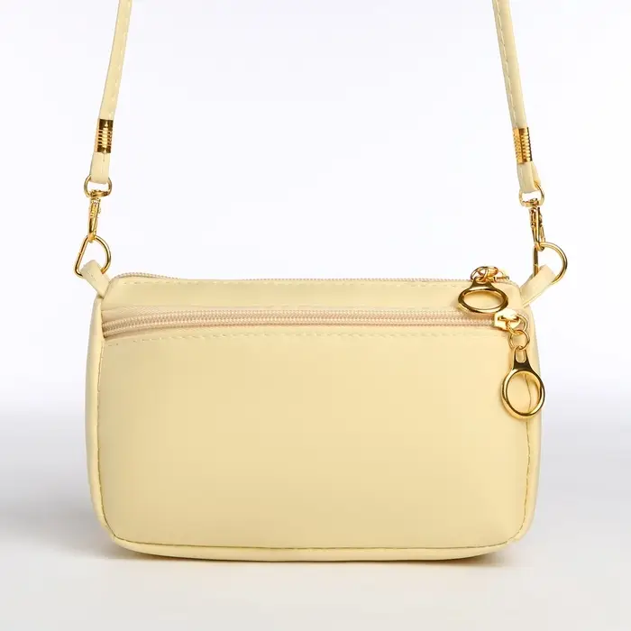 Сумка женская кросс-боди на молнии, 18&times;6.5&times;12 см, бежевая