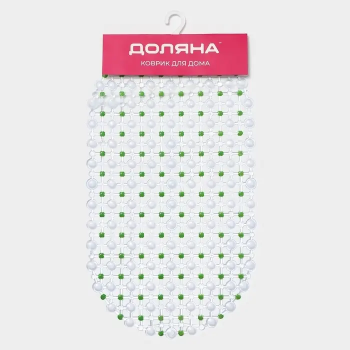 Коврик противоскользящий в ванну на присосках Доляна &laquo;Крапинка&raquo;, 36&times;66 см, зелёный