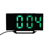 Часы-будильник электронные настольные, термометр, календарь, USB, 15*8 см, зеленые цифры