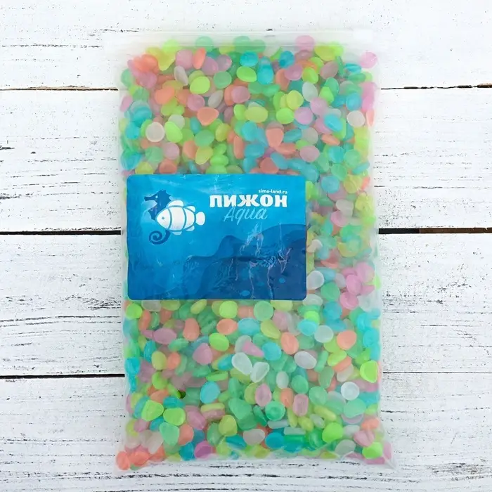 Декоративные камни для аквариума, 8-11 мм, 1 кг, светящиеся, МИКС