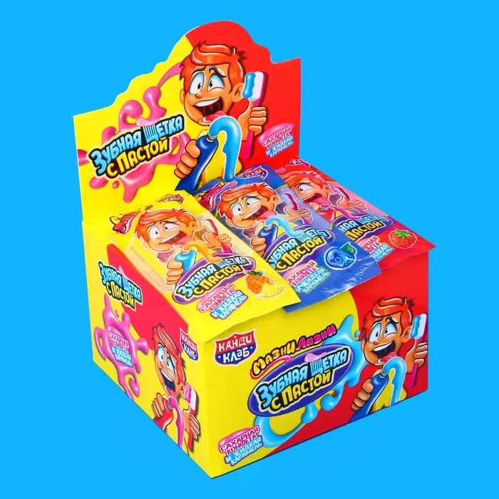 Сахарное ассорти: конфета и жидкая карамель «Зубная щетка с пастой», 15 г