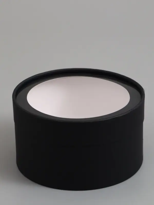 Набор подарочных коробок 2 в 1 круглых,  черная, с окном, 21 х 11 - 18 х 10 см