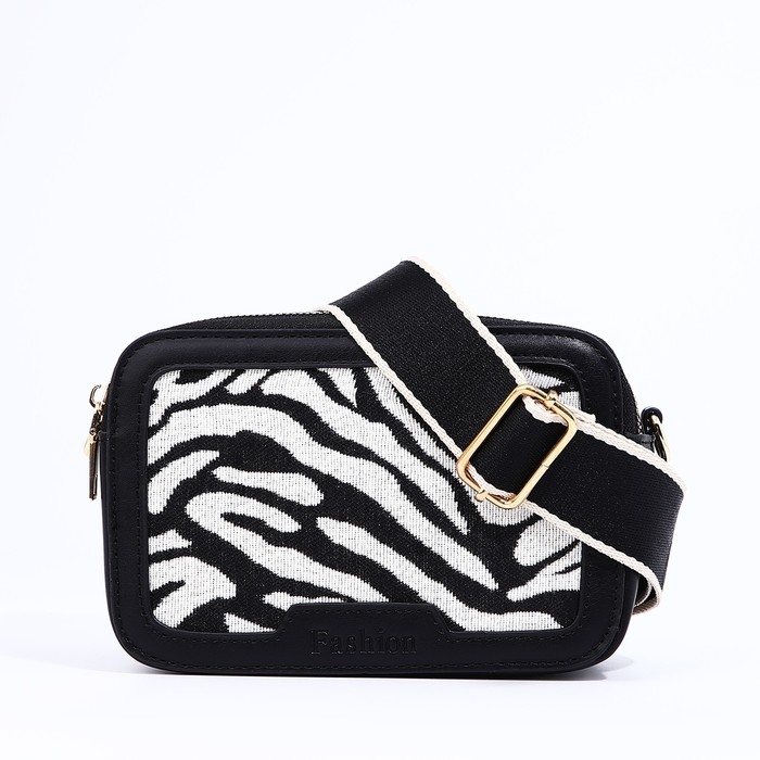 Сумка кросс-боди на молнии, цвет чёрный/белый Сумка кросс-боди на молнии, цвет чёрный/белый