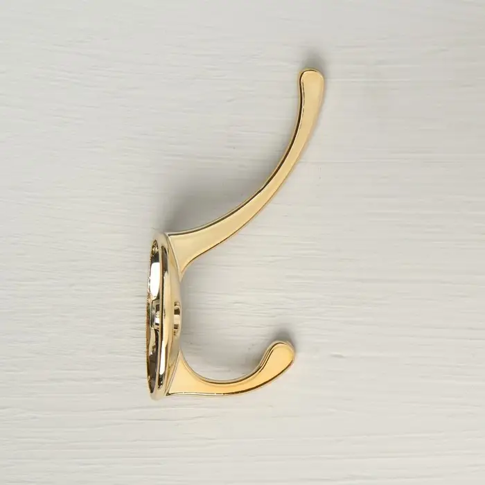 Крючок мебельный ТУНДРА TKd=002 LIGHT, двухрожковый, золото