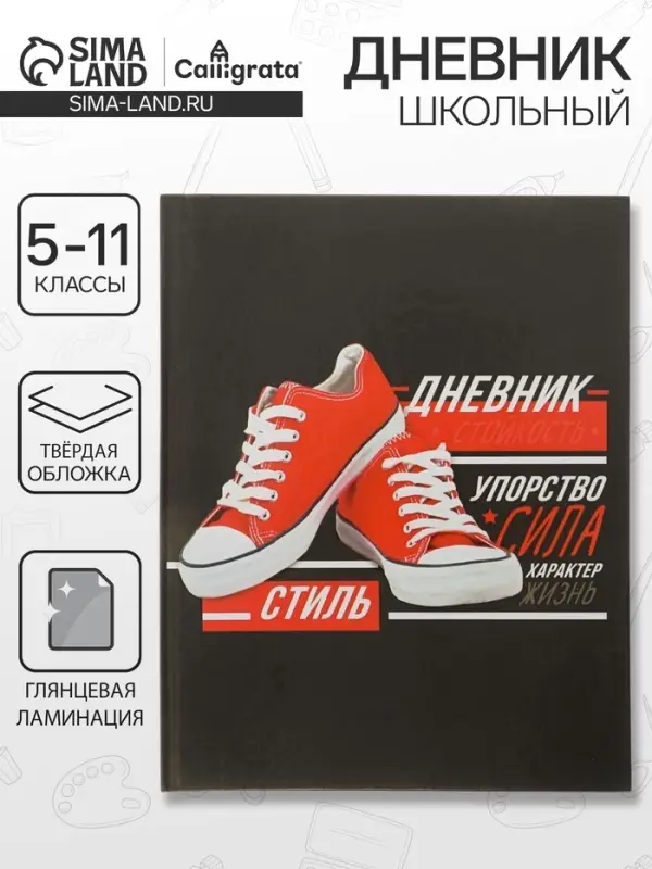 Дневник школьный для 5-11 классов, &laquo;Кеды&raquo;, твёрдая обложка 7БЦ, глянцевая ламинация, 48 листов