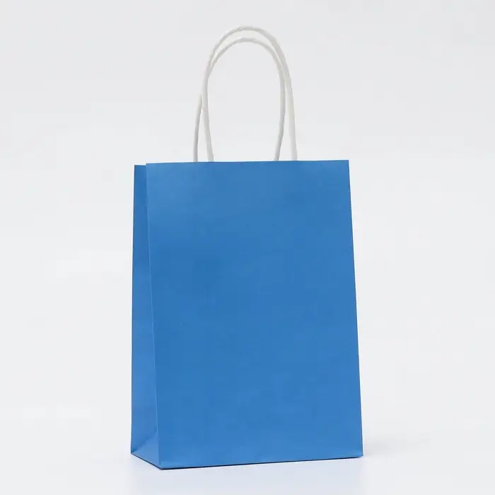 Пакет крафт синий, круглая ручка, 15×21×8 см, 120 г Пакет крафт синий, круглая ручка, 15×21×8 см, 120 г